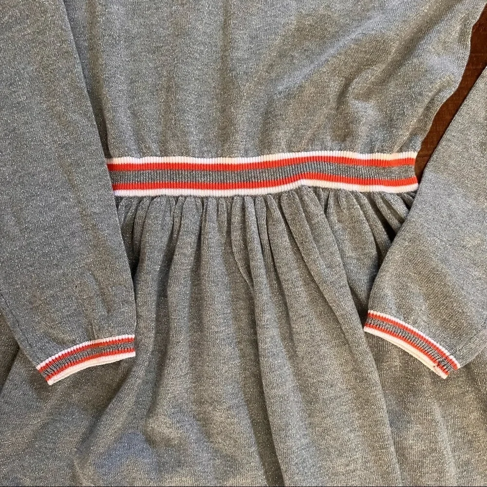 kidpik girl sparkly gray dress orange white stripes Sz extra large XL 14 nwt new
